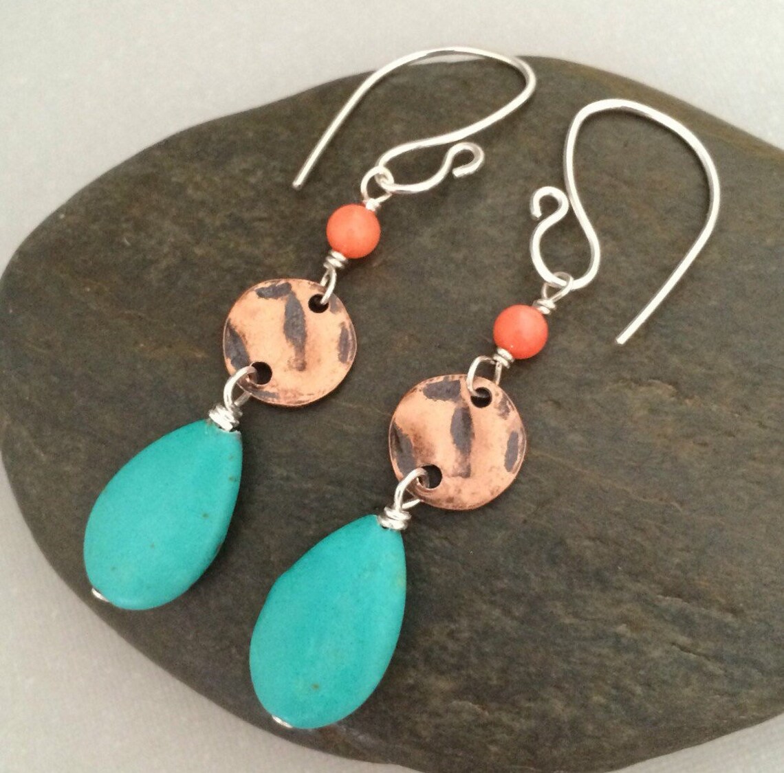 Magnesite Dangle Earring Mixed Metal Earring Magnesite and Etsy