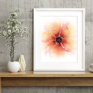 Red Flower Wall Art, Abstract Print of Floral Watercolour Painting ...