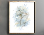 Abstract Wall Art Print of Watercolour Painting, Scandinavian Print for Living Room Decor, Circle Artwork Zen Decor Master Bedroom Wall Art