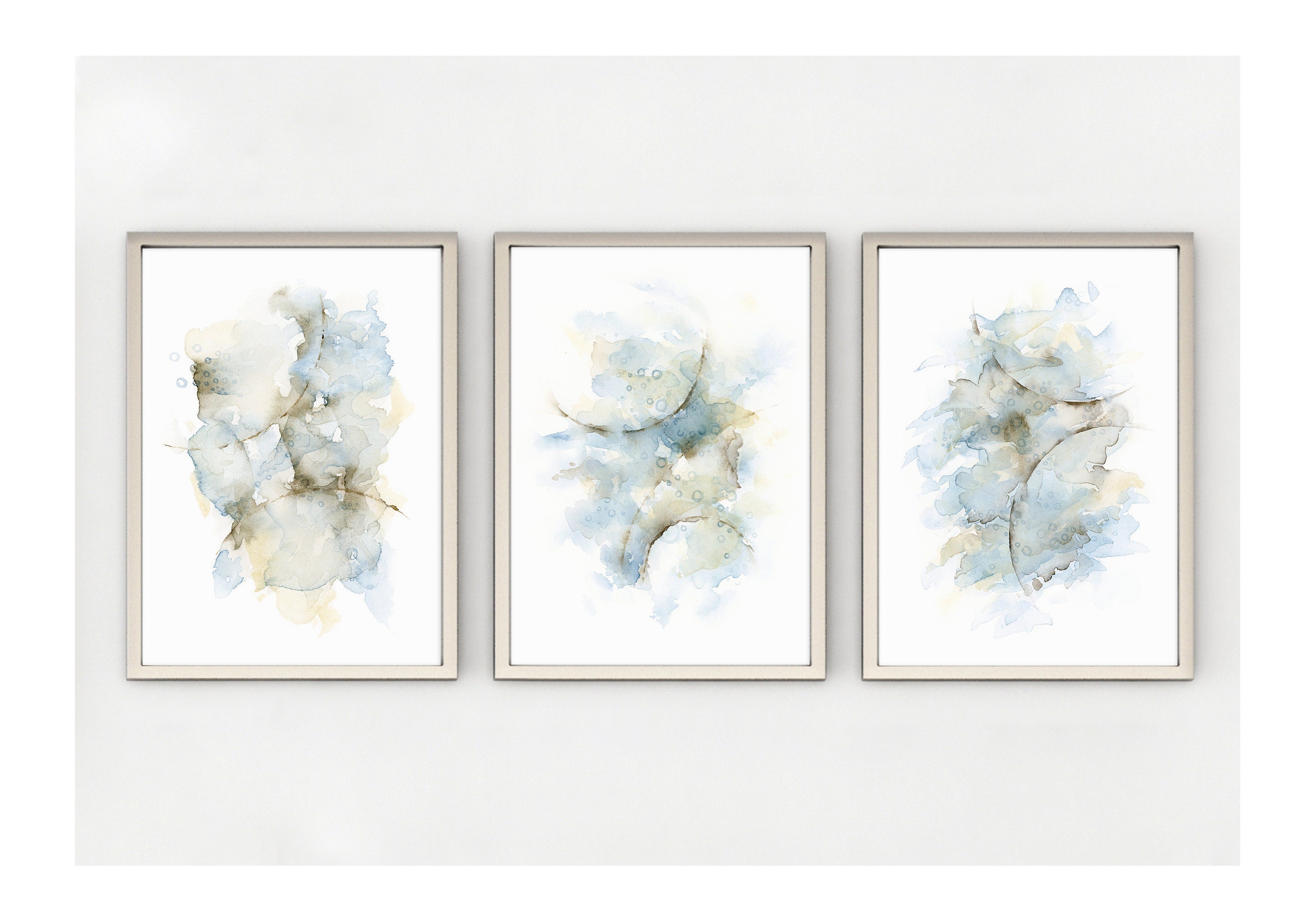 Triptych Abstract Painting Small 3 Piece Wall Art Set 5x7 - Etsy