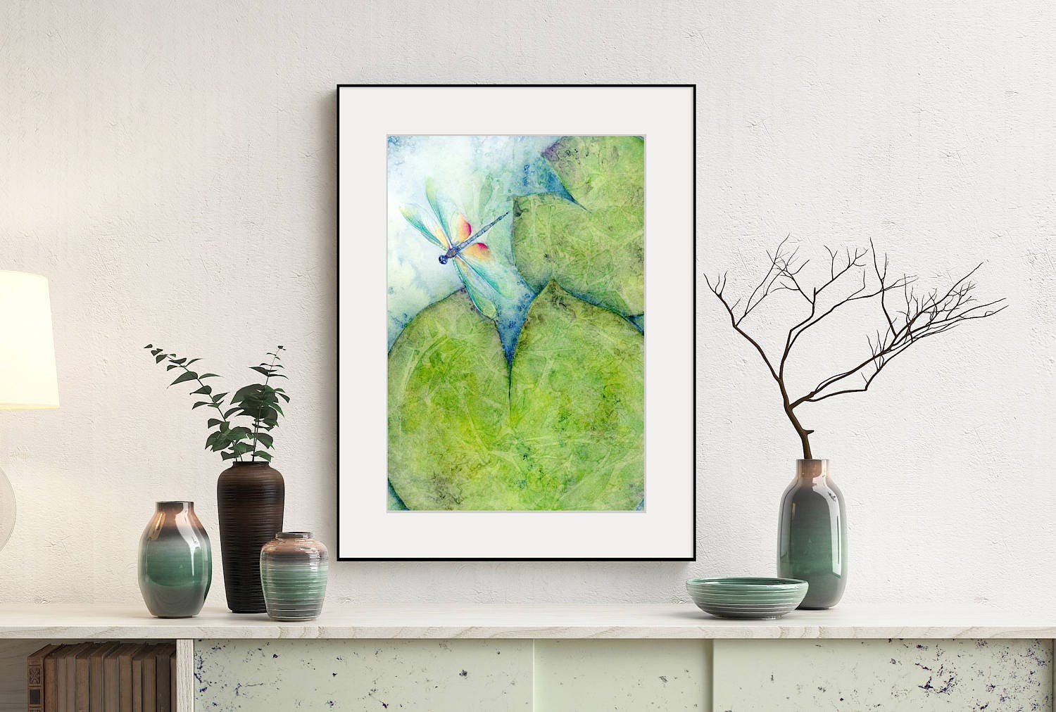 Dragonfly Wall Art Print of Watercolor Painting Minimalist - Etsy