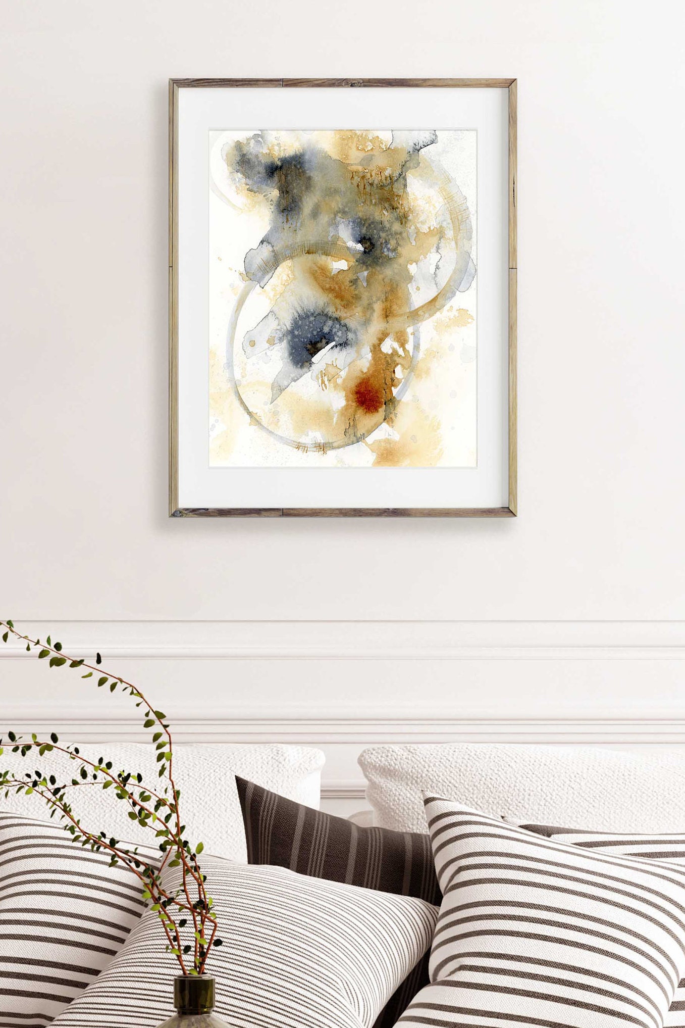 Watercolor Art Print of Abstract Painting Living Room Wall | Etsy