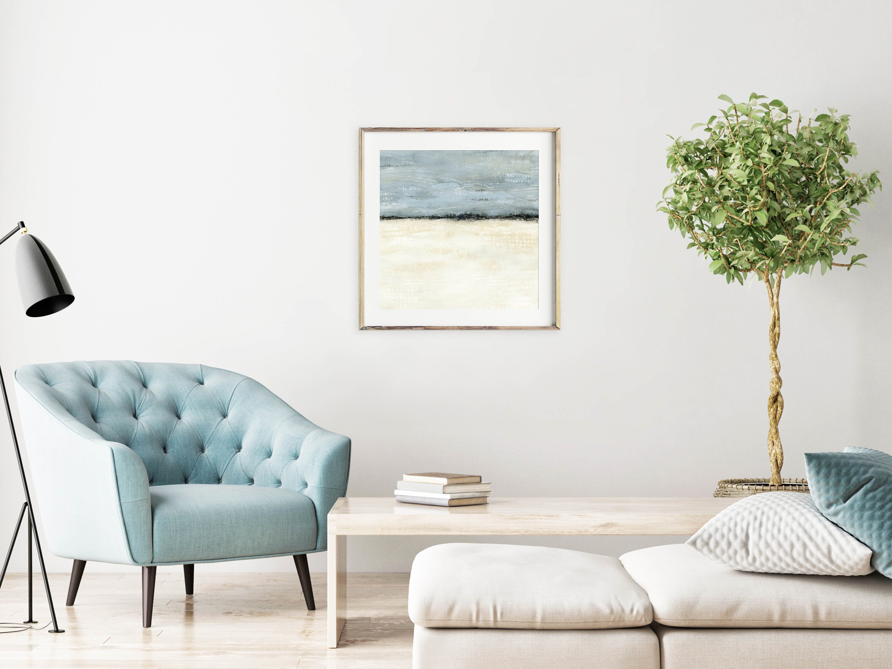 Giclee Wall Art Print of Abstract Painting in Blue Grey Beige - Etsy