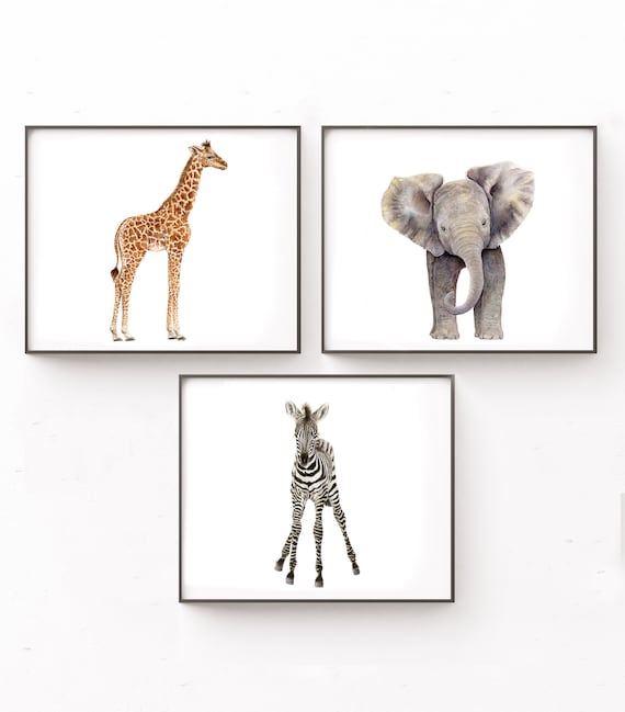 giraffe and elephant wall art