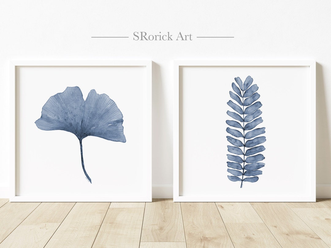 Botanical Leaf Watercolor Set of 2 Prints, Square Two Piece Wall Art of ...