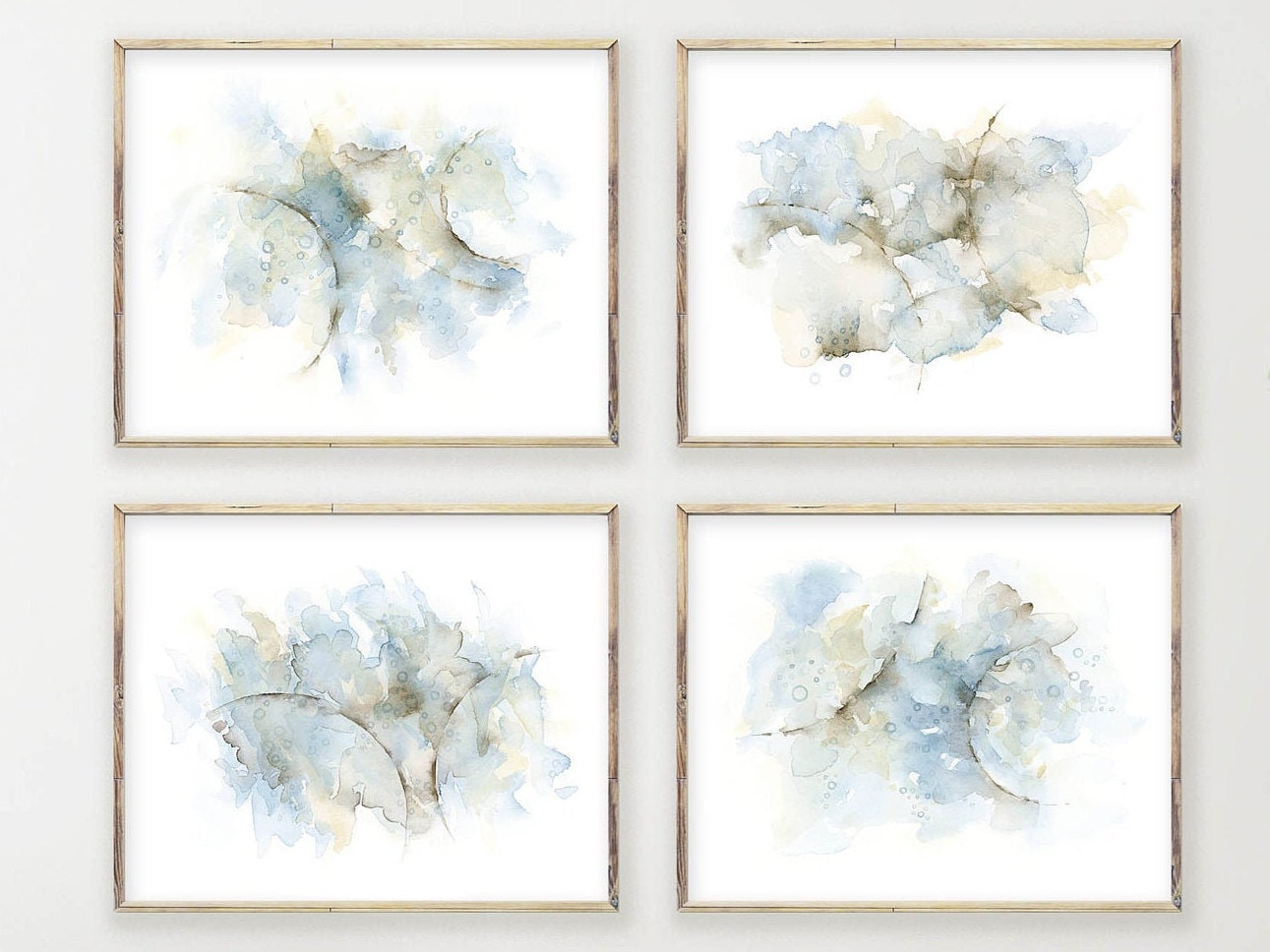 4 Piece Wall Art Abstract Painting Watercolor Art Print Set | Etsy
