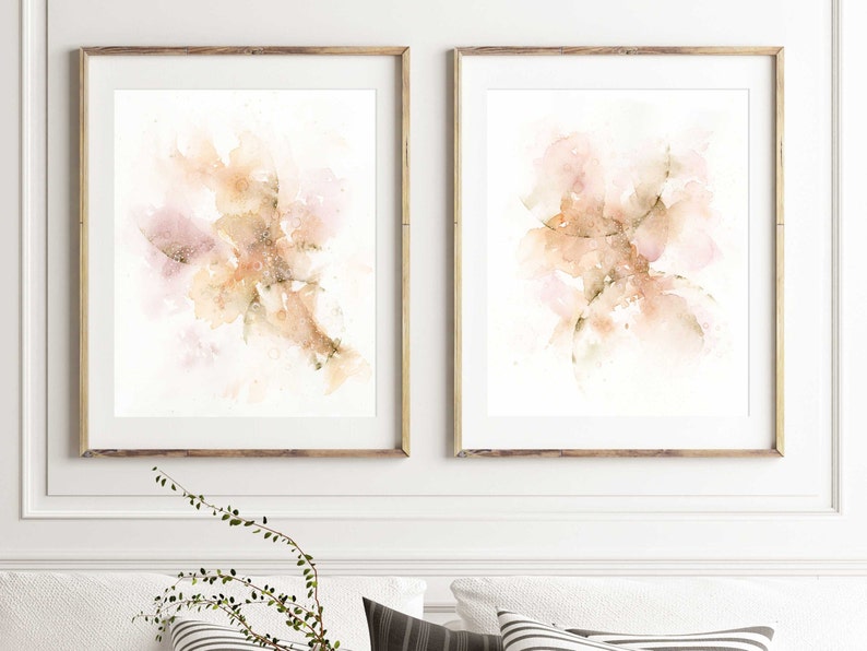 Set of 2 Art Prints. Abstract Painting Artwork for Walls Soft Etsy
