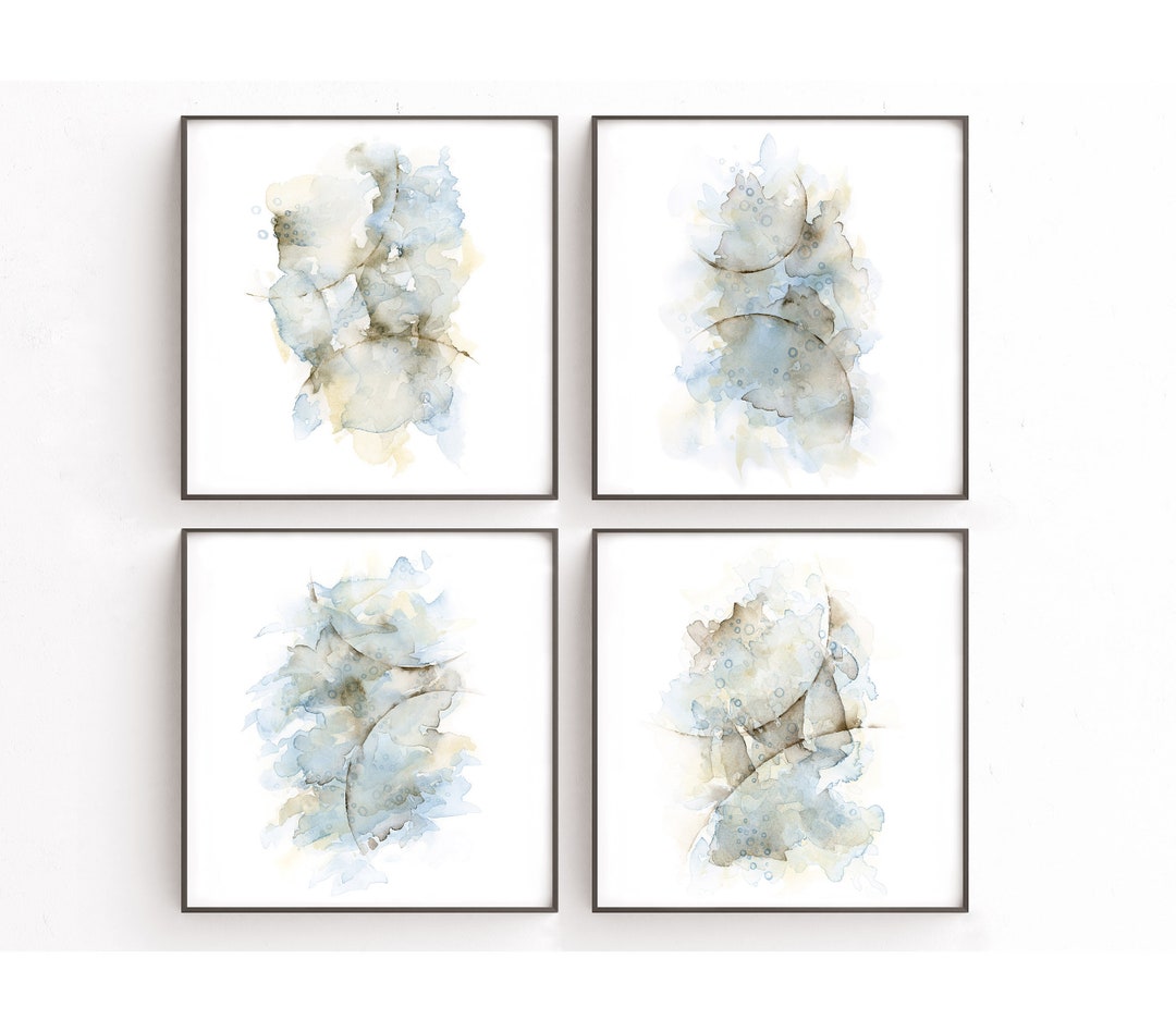 Abstract Wall Art Print Set of 4 Prints of Large Abstract Paintings ...