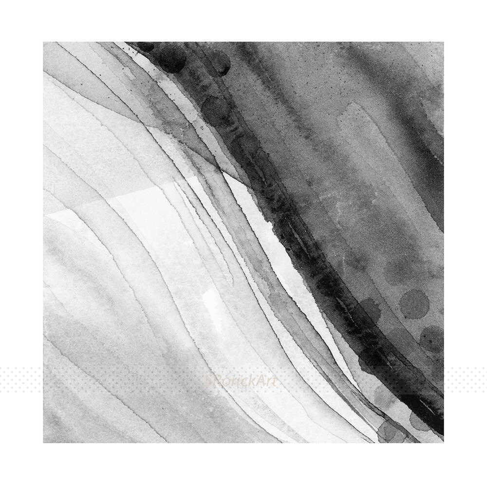 Black and White Set of 3 Prints of Square Abstract Watercolor Paintings ...