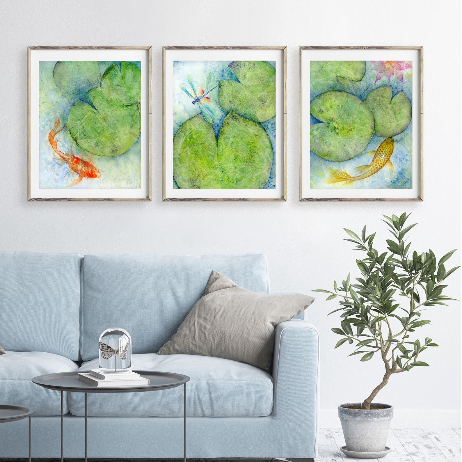 Watercolor Koi Fish 3 Piece Wall Art, Abstract Prints Triptych Art ...