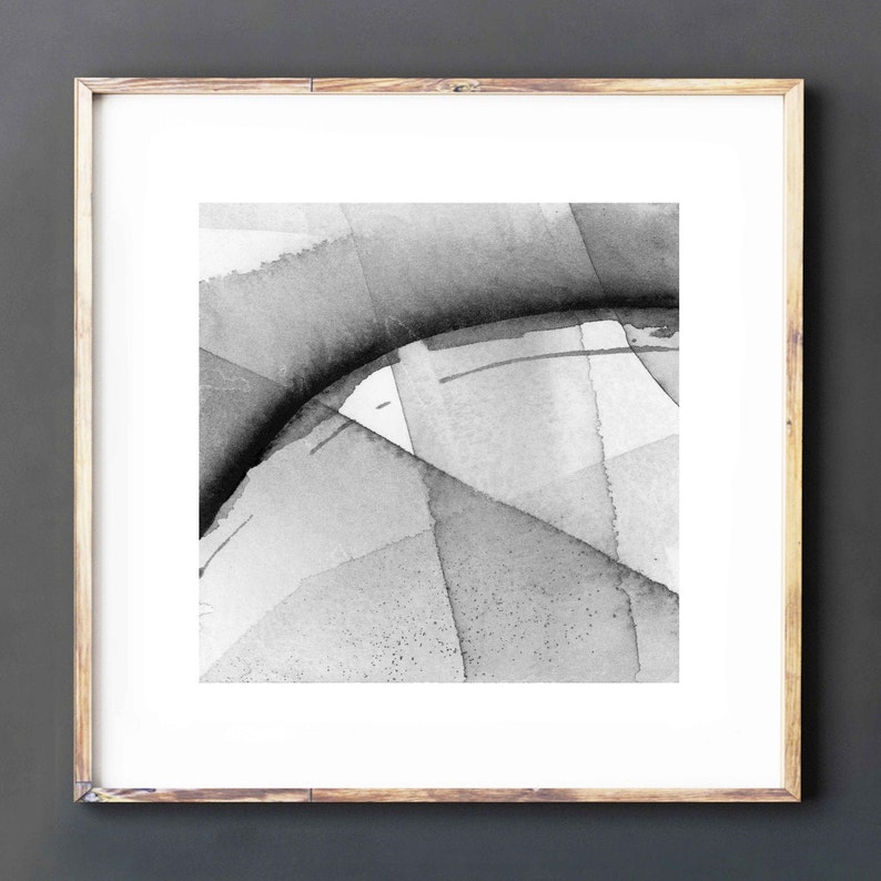 Black and White Set of 3 Prints of Square Abstract Watercolor Etsy