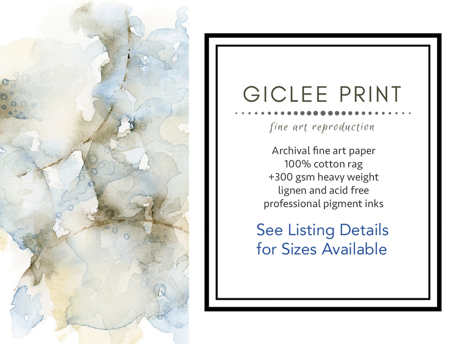 Giclee Watercolor Print, Blue Green Leaves Botanical Abstract Painting ...