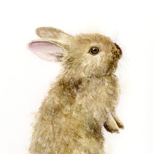 Bunny Art Print, Baby Girl Woodland Nursery Decor, Boy Toddler Room Wall Art, Cute Baby Shower Gift Idea, Forest Animal Watercolor Painting