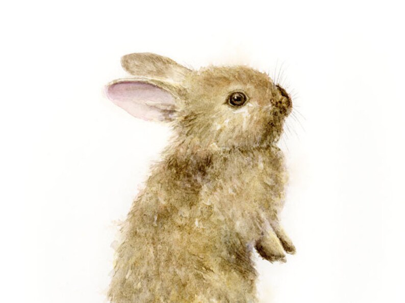 Bunny Art Print, Baby Girl Woodland Nursery Decor, Boy Toddler Room Wall Art, Cute Baby Shower Gift Idea, Forest Animal Watercolor Painting