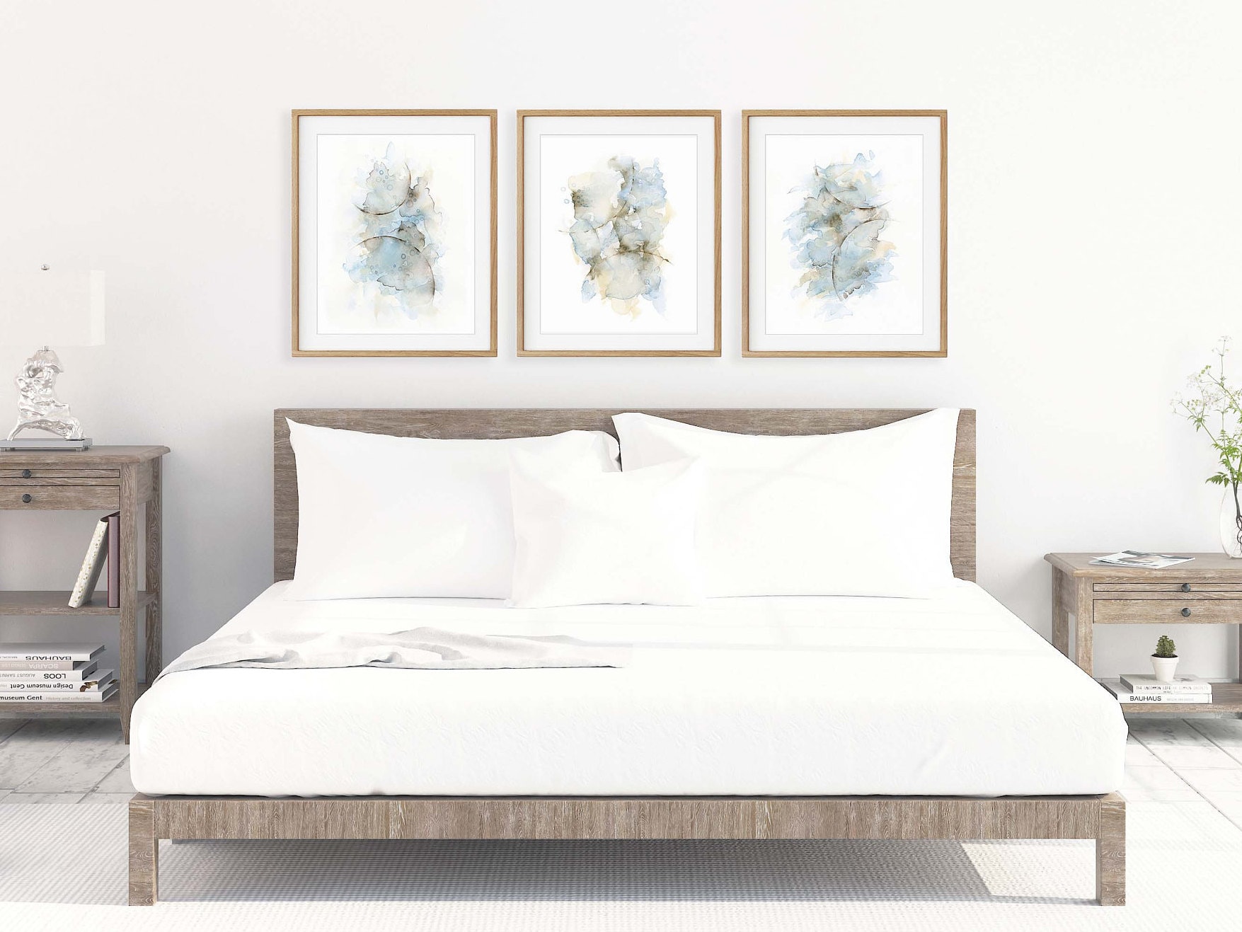 Bedroom Wall Decor Over the Bed Set of 3 Prints Abstract Etsy Canada
