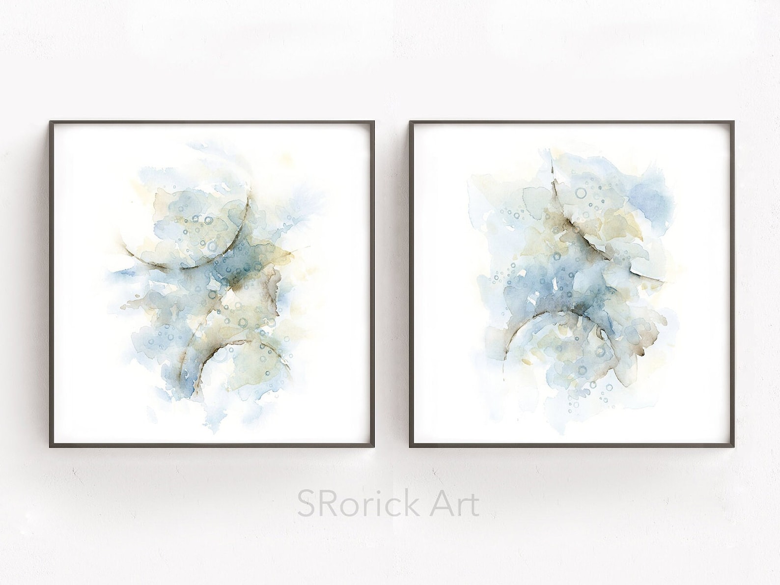 Wall Art Print Set of 2, Square Two Piece Abstract Painting Artwork for ...
