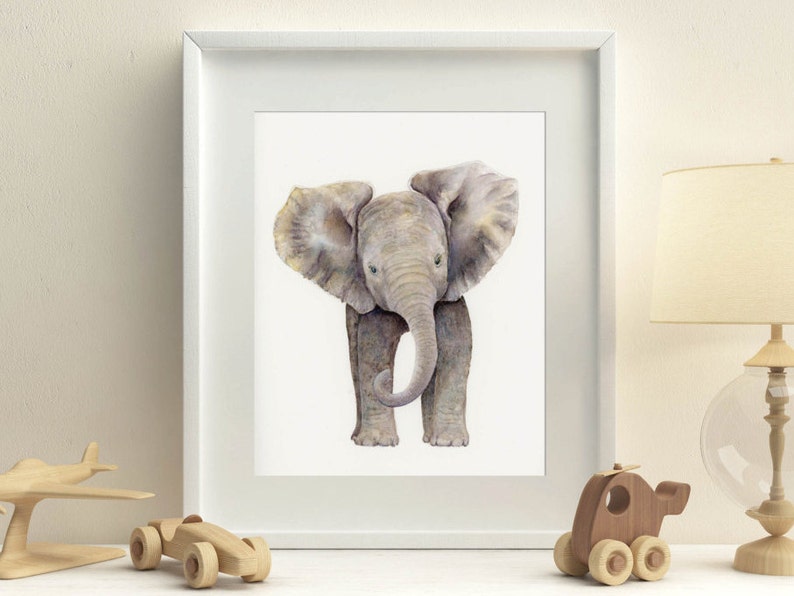 Baby Elephant Print Elephant Wall Art Nursery Decor Safari Etsy Canada