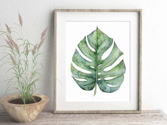 Monstera Leaf Print Botanical Print Of Watercolor Painting | Etsy