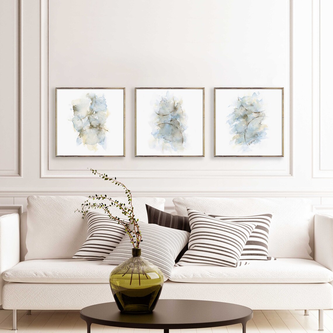 Abstract Wall Art Prints, Three Piece Square Print Set of 3 Watercolor ...