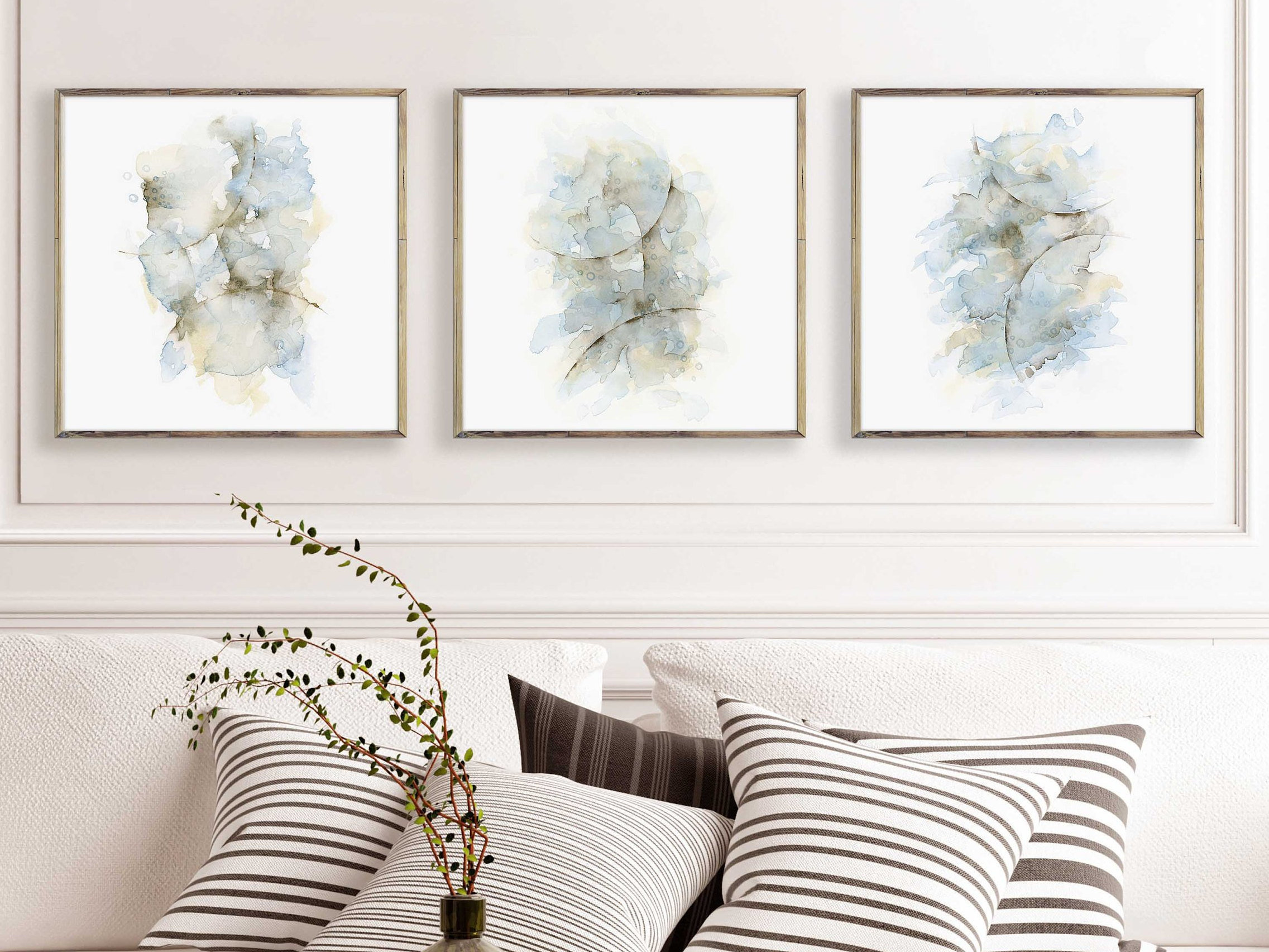 Square Print Set Living Room Wall Art Set of 3 Prints Abstract