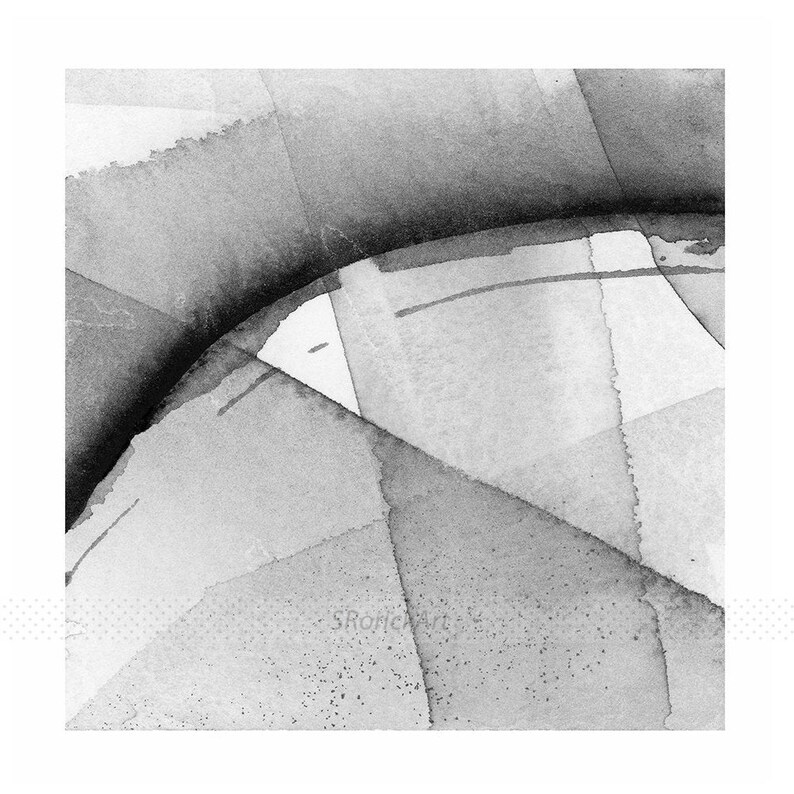 Black and White Set of 3 Prints of Square Abstract Watercolor Etsy