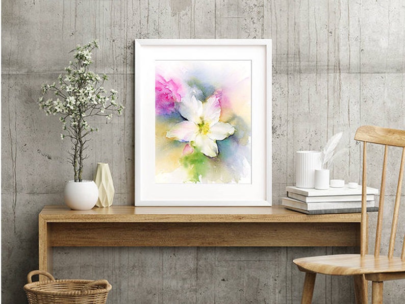 Abstract Floral Painting Art Print Watercolor Flowers Pink - Etsy