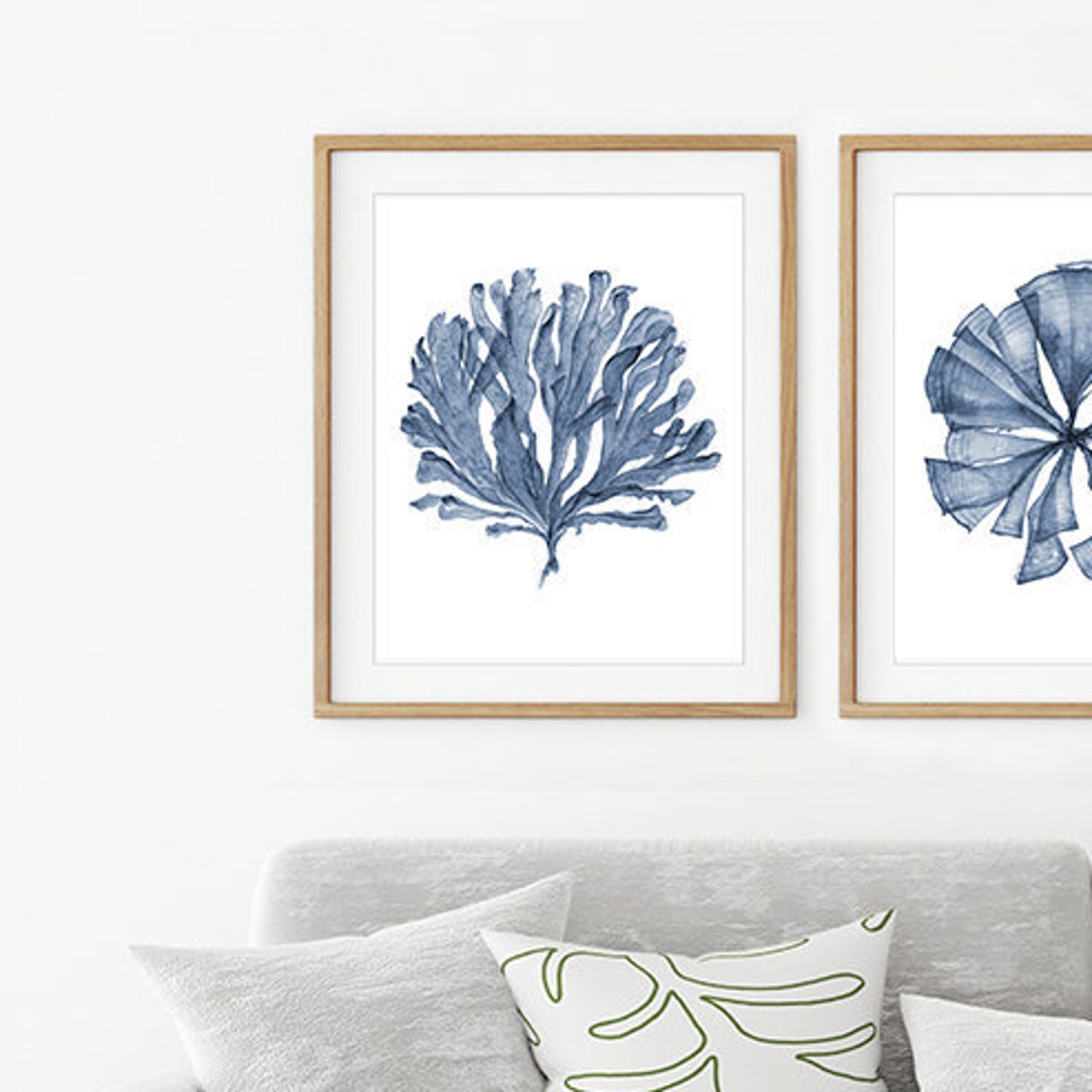 Set of 3 Piece Wall Art Prints of Navy Blue Coral Sea Fan Watercolour ...