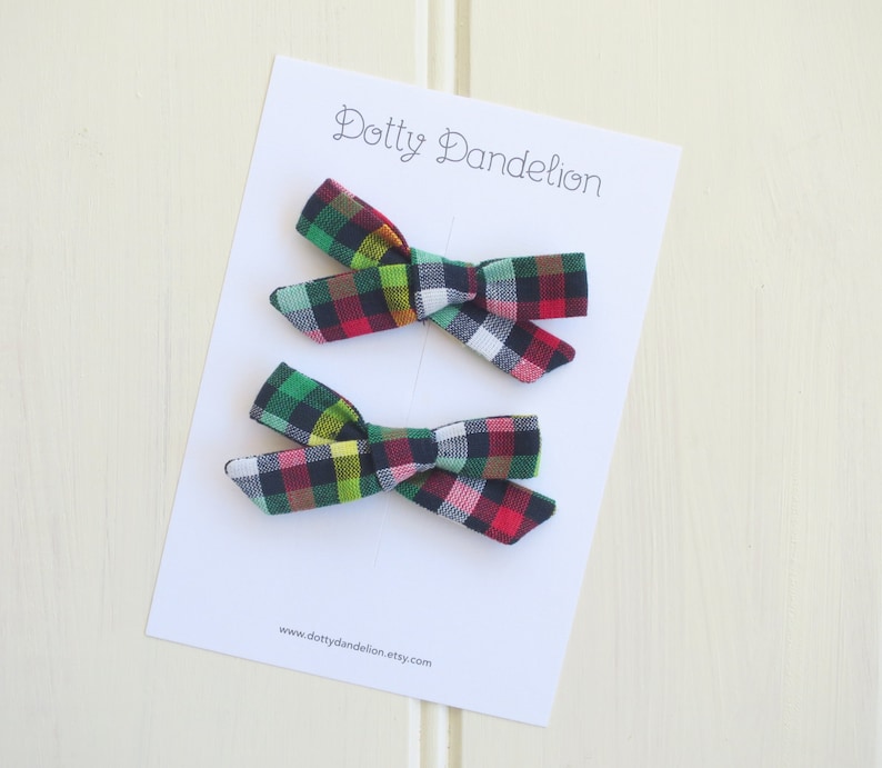 Plaid Pigtail Bows Check Hair Bows Girls Hair Bows Pigtail Set Plaid Hair bows Schoolgirl Bows Pigtail Sets