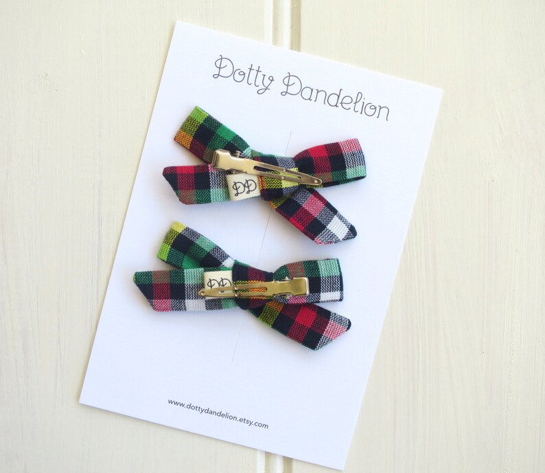 Plaid Pigtail Bows Check Hair Bows Girls Hair Bows Pigtail Set Plaid Hair bows Schoolgirl Bows Pigtail Sets