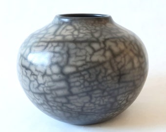 15-053  naked raku fired ceramic vessel