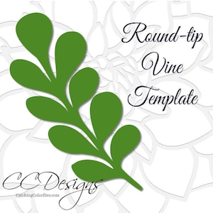 Round-tip Vine Leaf Template, Paper Vine Templates, Paper Leaf Template, SVG cut files, Instant download
