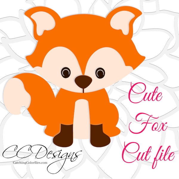 Cute Baby Fox SVG & DXF Cutting Files, PNG Baby Fox Clip Art, SVGs for Silhouette and Cricut, Instant Download