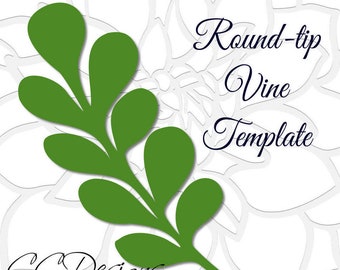 Round-tip Vine Leaf Template, Paper Vine Templates, Paper Leaf Template, SVG cut files, Instant download