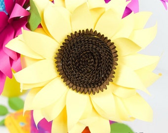 Paper Sunflowers, Paper Sunflower Templates, DIY Sunflowers, Printable Sunflower Templates, Paper Flower SVGs, Paper Flower Center