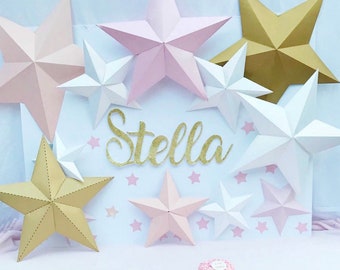 Star SVG, Girl's Nursery Decor, Baby Shower Decor, Nursery Wall Art, Christmas Star, Star Template, Paper Stars, Origami Stars, Backdrop
