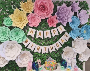 Flower Backdrop Templates, Paper Flower SVG and PDF Printables, Large Paper Flowers Birthday Backdrop, Instant Download