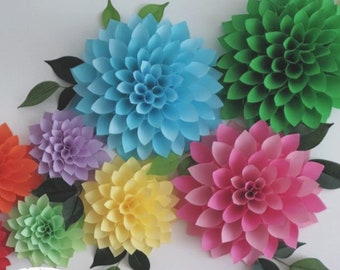 Paper Flower Wall Dahlia Templates, Paper Flower Templates in SVG and PDF Printables, Giant Paper Wall Flowers, Instant Download