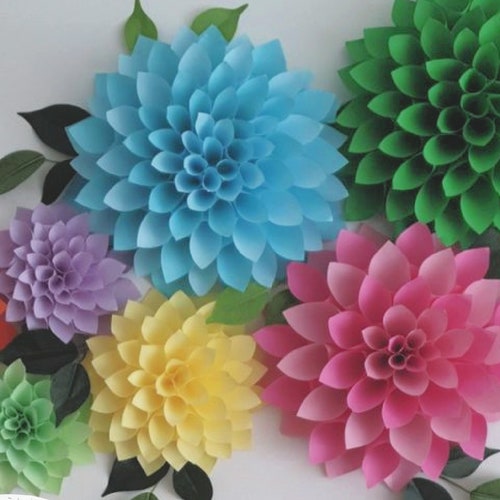 Paper Flower Wall Dahlia Templates Paper Flower Templates in Etsy