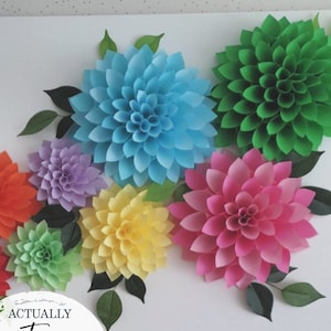 Paper Flower Wall Dahlia Templates, Paper Flower Templates in SVG and PDF Printables, Giant Paper Wall Flowers, Instant Download