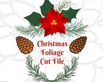 Christmas Flower SVG Files, Christmas SVG, Poinsettia Svg, Christmas Cut File, SVG for Cricut, Silhouette, Christmas Clip art