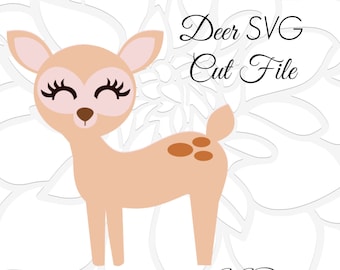 Deer SVG Cut File, Baby Deer SVG, Cute baby woodland animal SVGs, DXF cut files, Cut files to use with Silhouette and Cricut