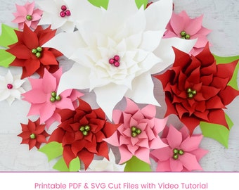 poinsettia template etsy paper poinsettia template