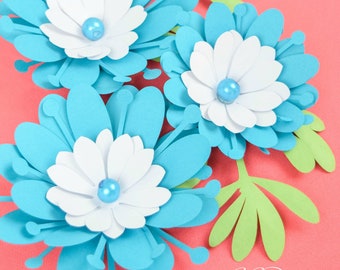 Small Paper Flower Templates, DIY Paper Flowers, SVG Cut Files and PDF Printables, Instant Download