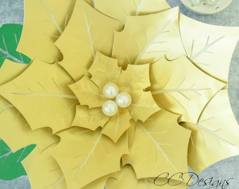 Giant Paper Poinsettia Flowers, Paper Flowers, Printable Flower Templates & Tutorial, Christmas Flowers, Christmas Decor