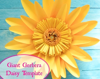 Giant Gerbera Daisy Paper Flower Template and Tutorial, Large Paper Daisy, Paper Flower Printable PDF Templates