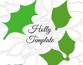 Holly Leaf Template, Christmas SVG, Christmas Decor, Holly SVG Cut Files, Paper Flowers, Christmas SVG Files, Svg for Cricut or Silhouette