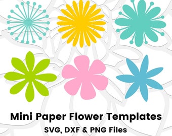 Paper Flower Template SVG, Small Flower Templates to use with Cricut or Silhouette, Instant Download
