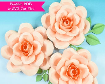 How to Make Paper Roses, Paper Rose Tutorial, Printable PDF Rose Templates, SVG Flower Cut Files, Flower Templates