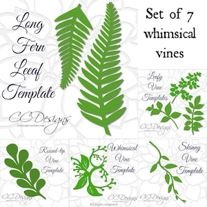 Leaf & Vine Templates, Printable Vine Template, Leaf Vine SVG Cut Files, Paper Fern vine,  Large paper leaf templates, Paper flowers