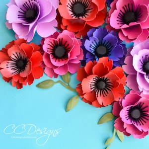 Pequeno modelo de flor de papoula, padrão de flor de arquivo de corte SVG, modelos de flores, pequenas flores de papel, flores de papoula